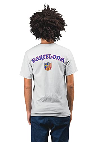 Revind.442 Barcelona Football Stamp Men's 100% Cotton Round Neck T-Shirt