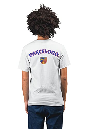 Revind.442 Barcelona Football Stamp Men's 100% Cotton Round Neck T-Shirt