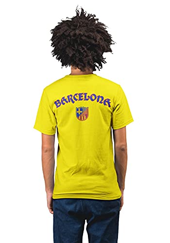 Revind.442 Barcelona Football Stamp Men's 100% Cotton Round Neck T-Shirt