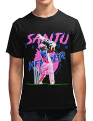 Sanju Striking for Royals of Rajasthan T20 Cricket Pure Cotton Men's Round Neck T-Shirt